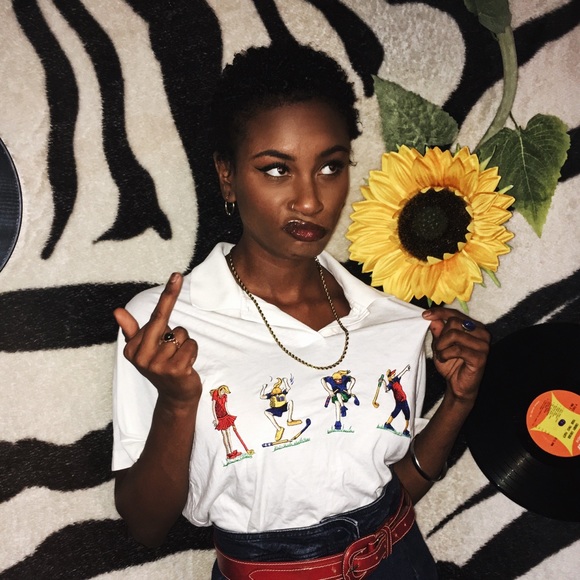 Vintage Tops - Vintage 90s Embroidered “4 Mad Golfer Gals” Polo